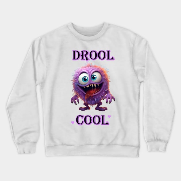 Drool Cool Furry Monster Crewneck Sweatshirt by TooplesArt